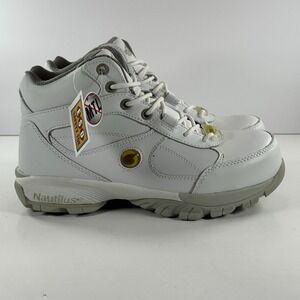 Nautilus Steel Toe Safety Work Non‎ Slip Hiker White Leather Men's Size 9 M
